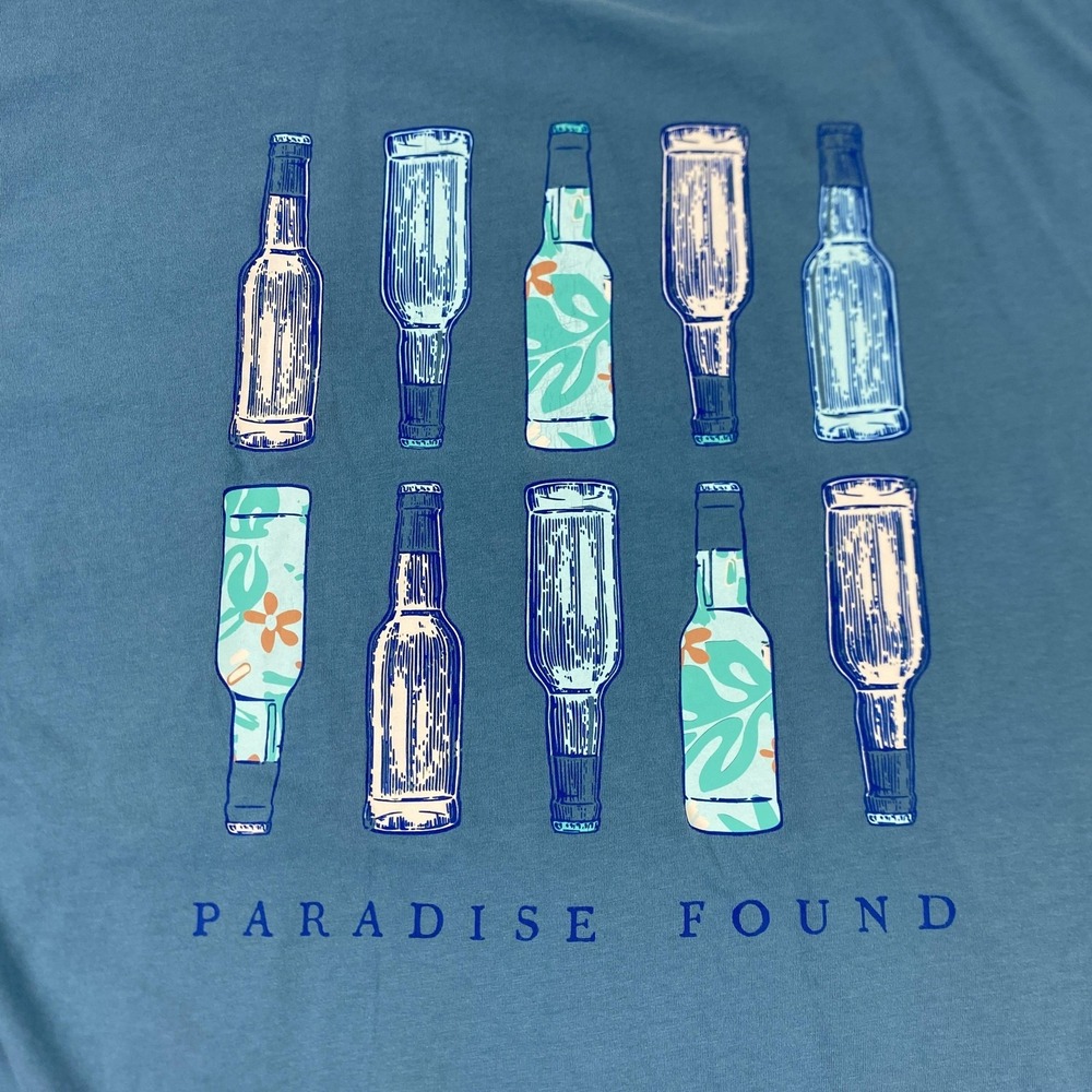 Southern Proper Shirt Mens Large Blue Pocket Graphic Paradise Found Short Sleeve